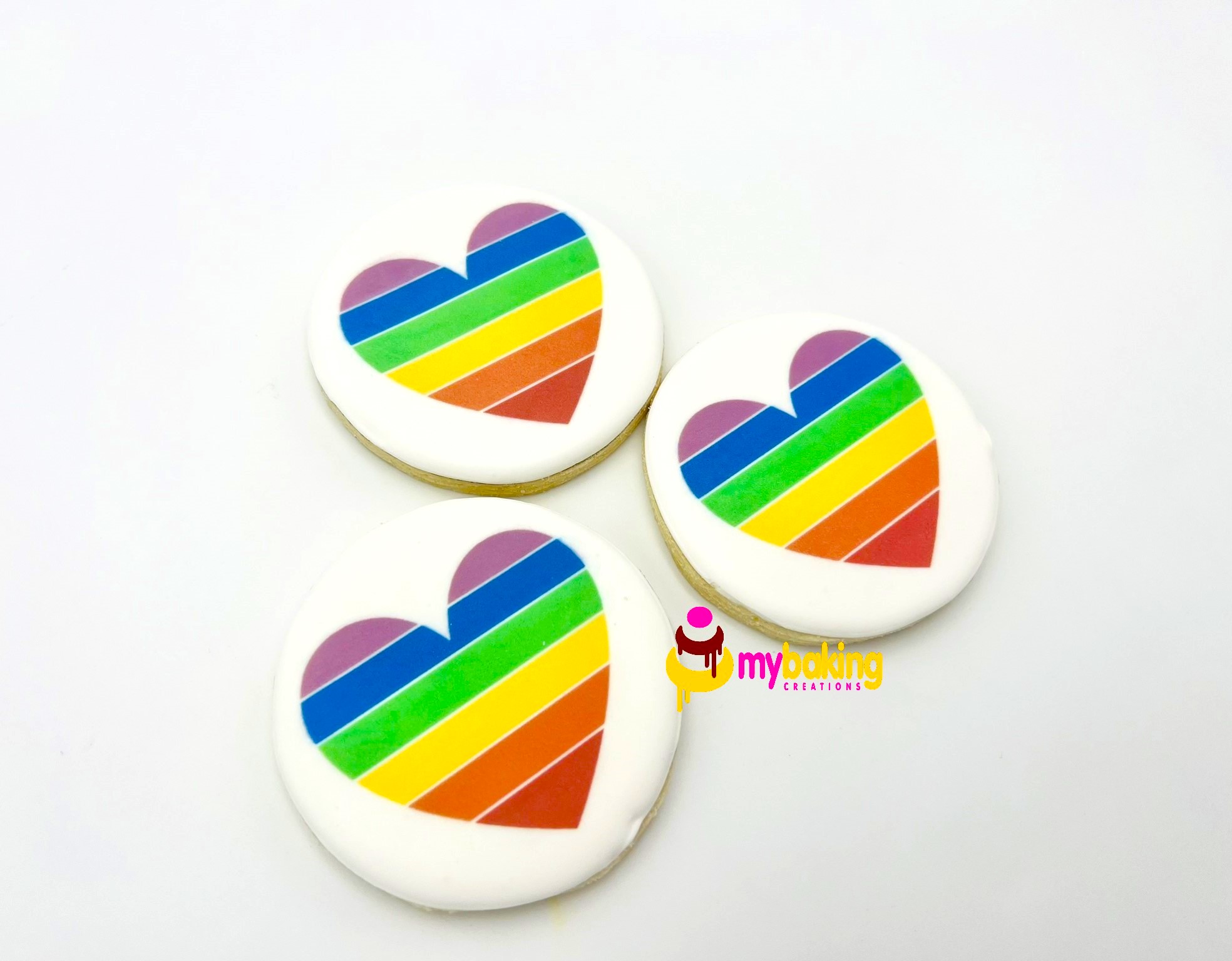 Custom printed heart pride rainbow cookies San Francisco